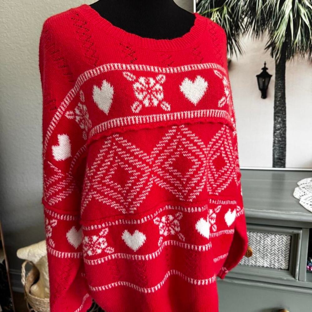 Old navy red white ugly christmas sweater